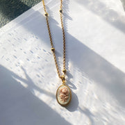 Rose Cameo Pink Necklace (CJN-F-161)