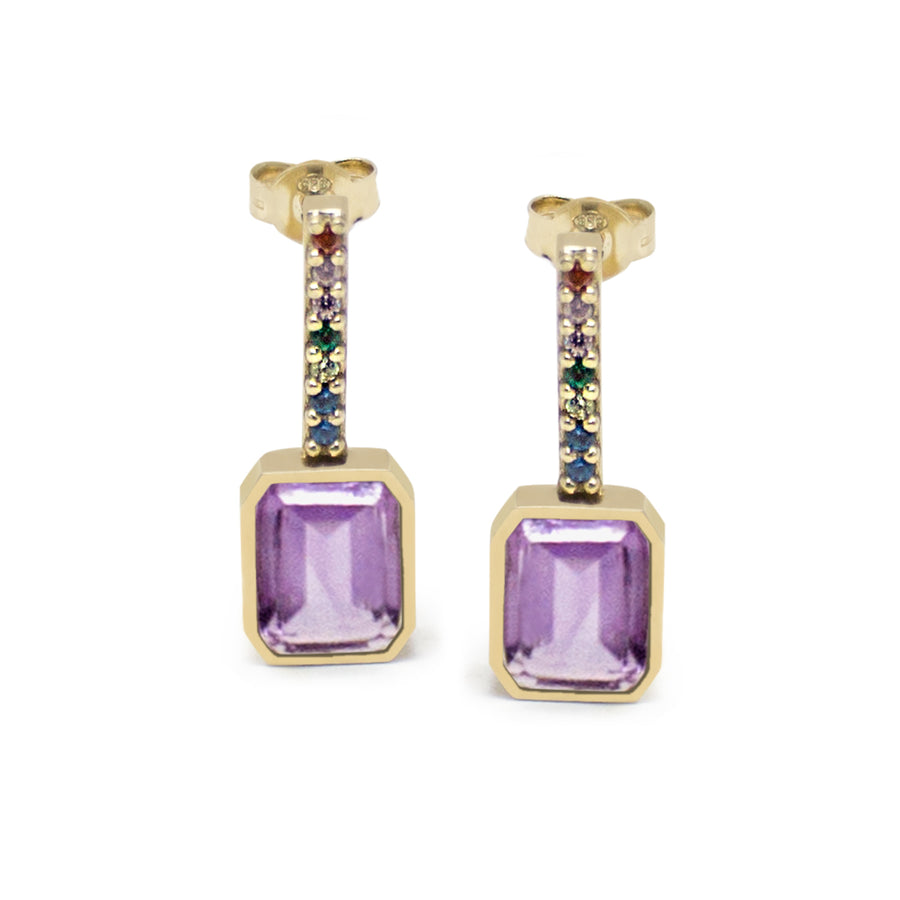 Luccichio Rainbow Amethyst Stud Earrings (L21-E234)