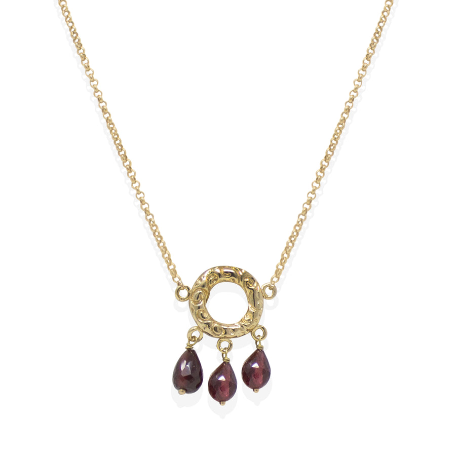 Garnet Drop Pendant Necklace (L22-N272)