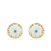 Porcelain Flower Stud Turquoise Earrings (MME-305)