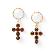 Akoya Pearl Garnet Cross Earrings (HPE-101)