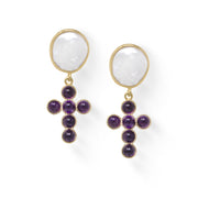 Akoya Pearl Amethyst Cross Earrings (HPE-102)