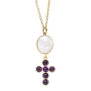 Akoya Pearl Amethyst Cross Necklace (HPN-106)