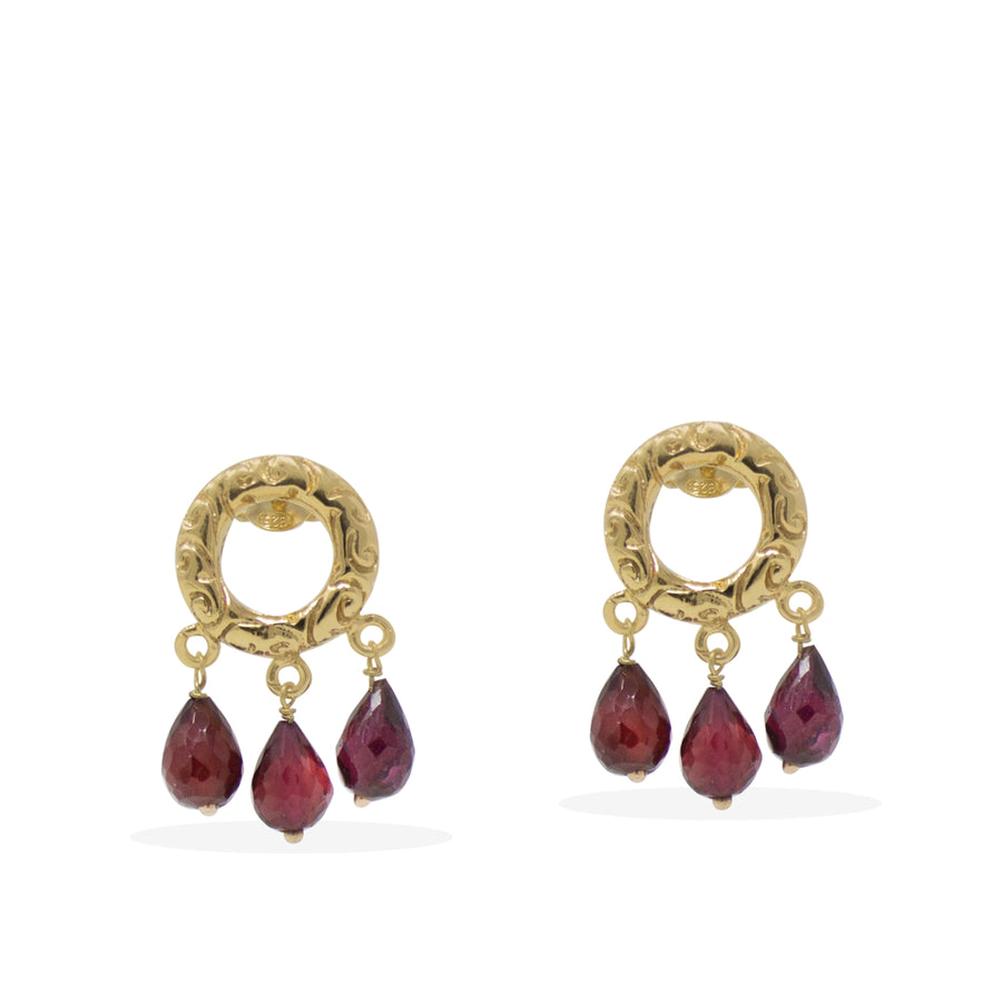 Garnet Drop Earrings (L22-E293)