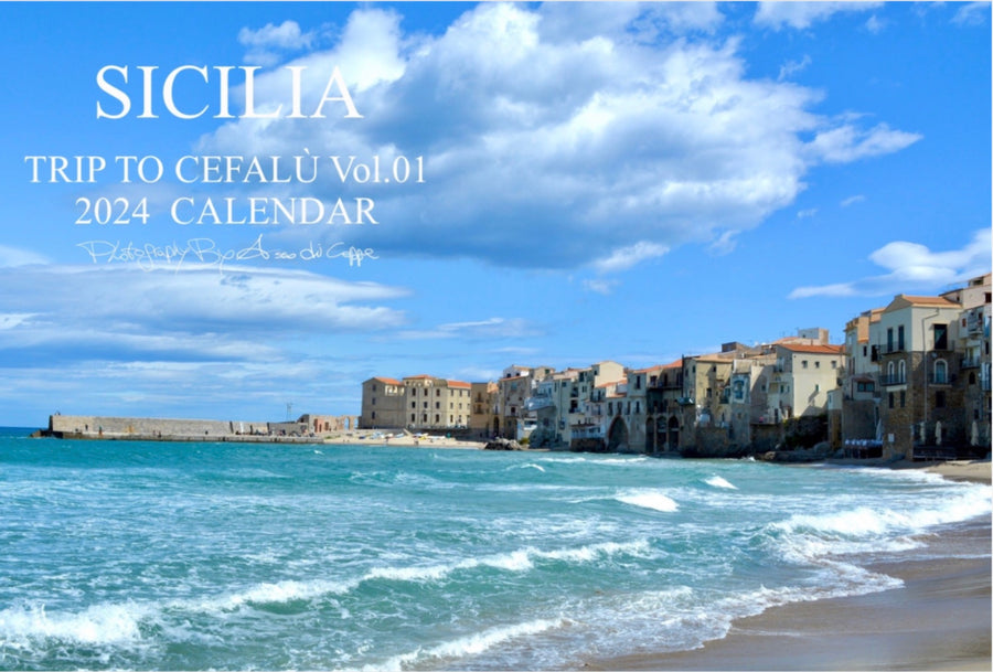 2024年卓上カレンダー（木製スタンド・ポストカード付き）SICILIA-TRIP TO CEFALU Vol.01-